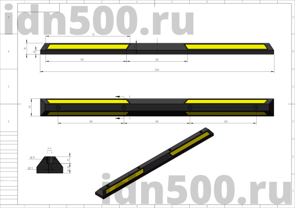 КР-2,0 Колесоотбойник резиновый цельный в точку К 