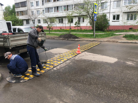 Установка ИДН перед пешеходным переходом